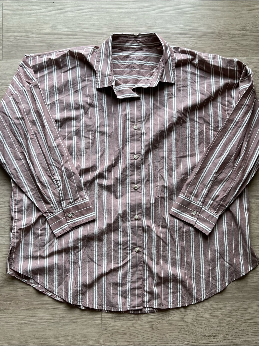 American Eagle Burgundy Striped Shirt